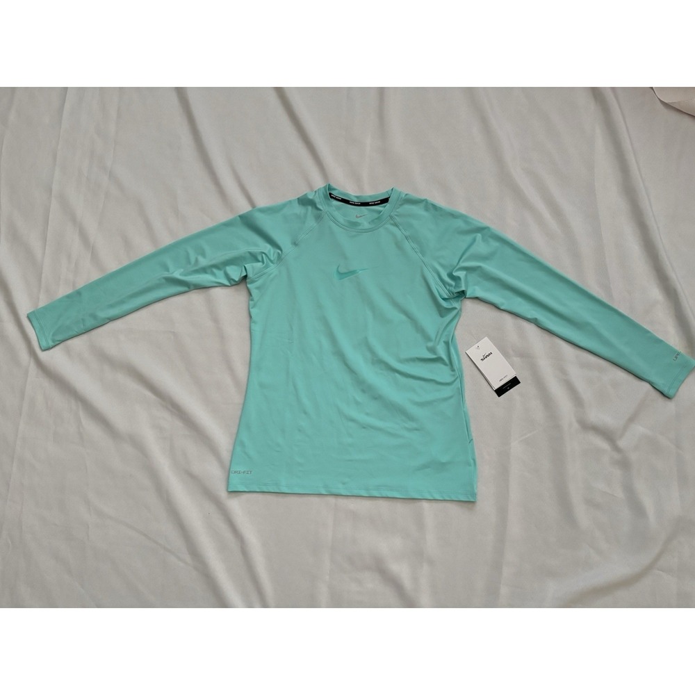 NEW Nike Long Sleeve Rashguard Top Surf Swim Dri-FIT  Teal Seafoam Women's Large